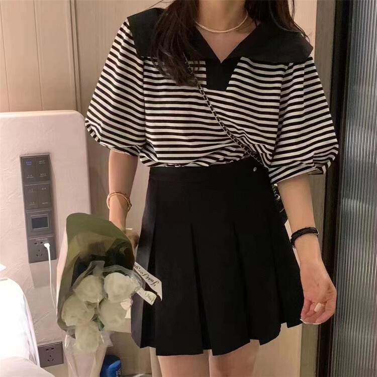 [Focus] Korean high waist slim pleated skirt 8035\hbx