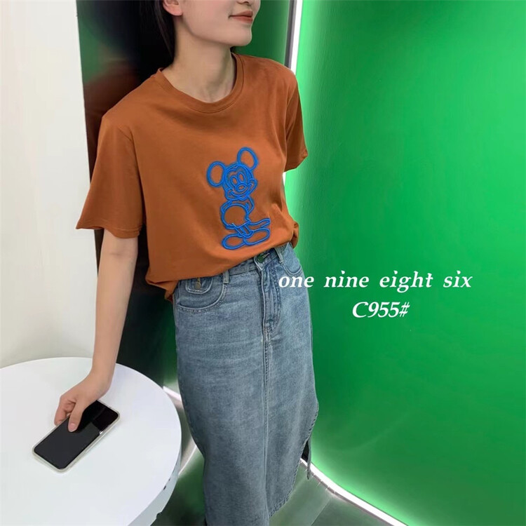 [1986] Korean round neck Mickey pattern short sleeve T-shirt ys1-955\xyy