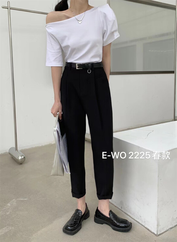 New year in early spring! [e-wo] Korean simple loose fit slim pants (without belt) ys1-2225\lsw