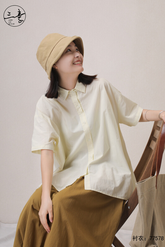 [original of three plain clothes] literary and artistic loose sunscreen shirt 77578