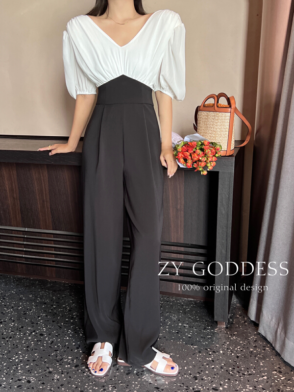 [ZY] soft style color blocking advanced Jumpsuit 58151\ozq