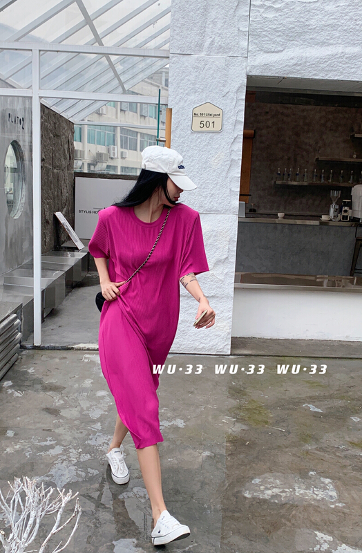 Main push 7 colors! [wu.33] loose net color Pleated Dress 22356\wtt