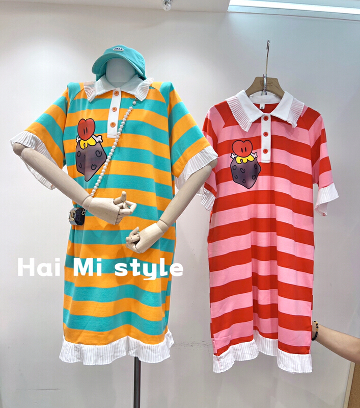 [Haimi] Korean fashion lace craft polo collar polo shirt 1887\wtt