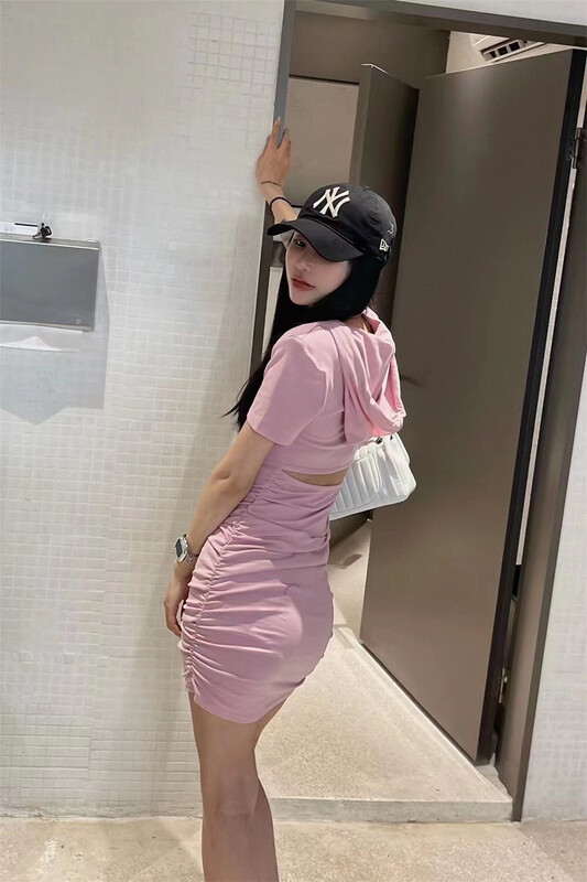 [77.studio] backless elastic hollow out short sleeve dress 0203\wtt