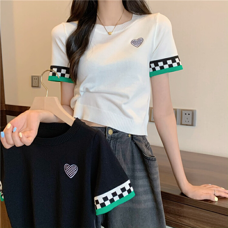 [f · P] love Embroidery Crew Neck Pullover tee 9a75\hbx