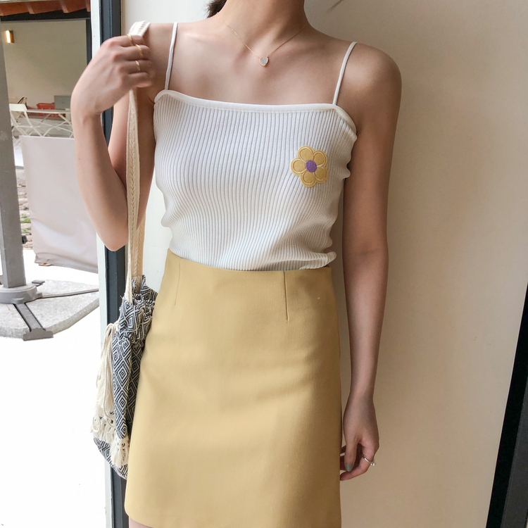 Original price: 15.77! [free Valley] elegant style small fresh flowers thin knitted vest / sling 6244\lsw