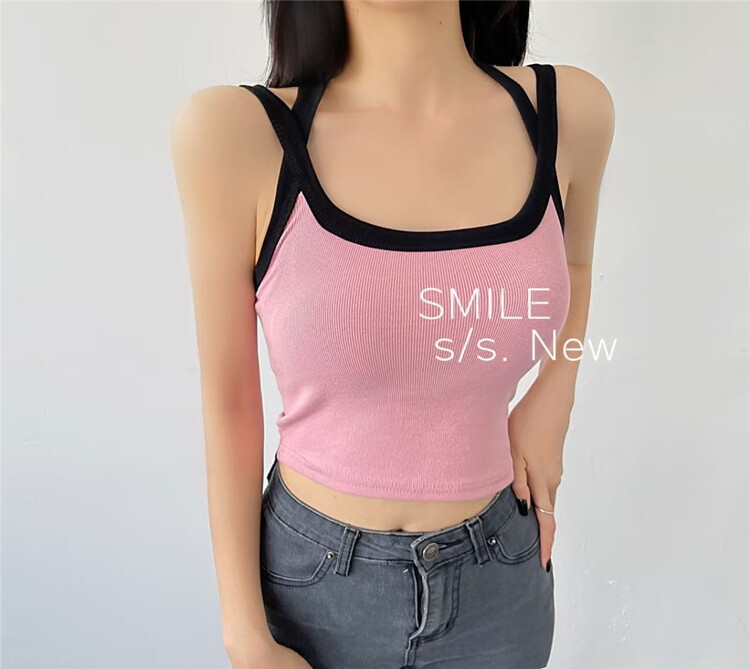 [smile] color blocked cross short vest / sling 2286\l