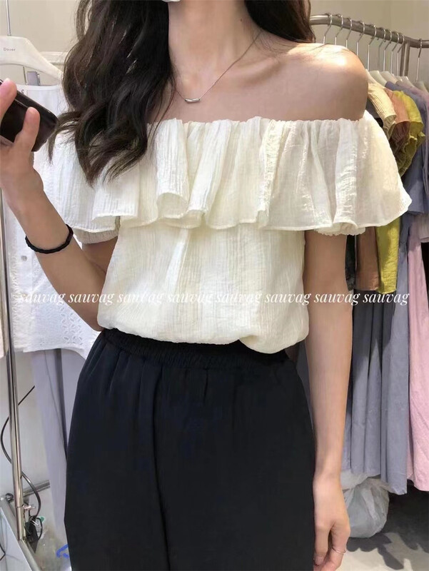 [sauvag] gentle style off shoulder short shirt t698\zjy
