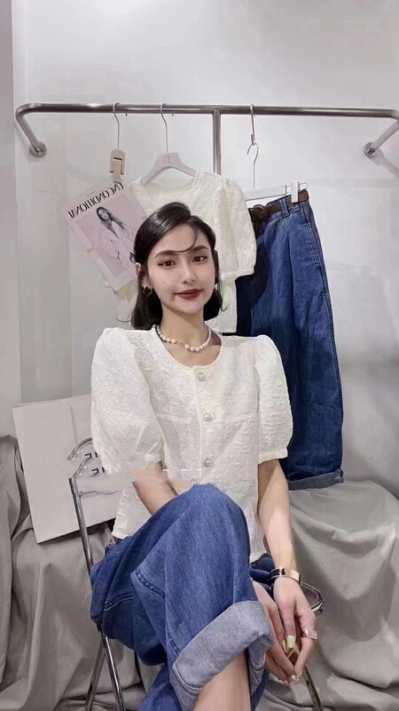 [GL] V-neck single breasted fashion shirt 5239\xyy