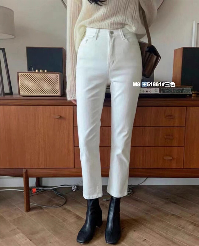 Original price 84.60! [M8 denim] elastic White Straight Jeans ml51861\lsl