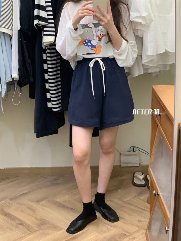 [after 18] elastic waist clean color versatile casual shorts ys1-693\zjy