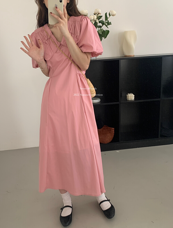 [jin.c] fresh contrast lace edge simple dress j170\xyy