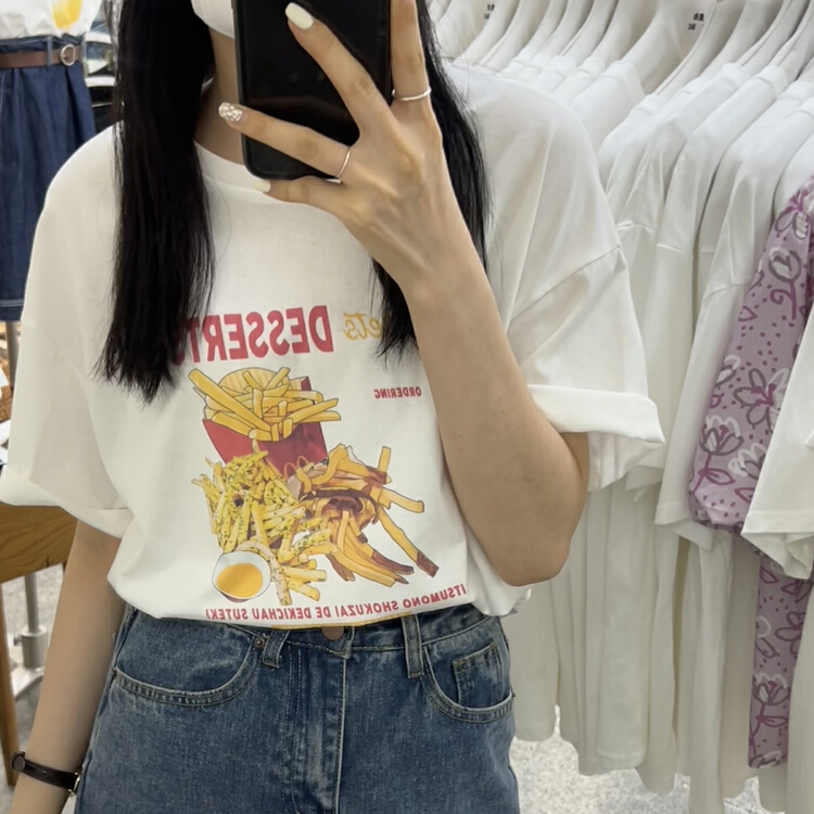[Li Bai] printing design loose short sleeve T-shirt 2618-5\ll