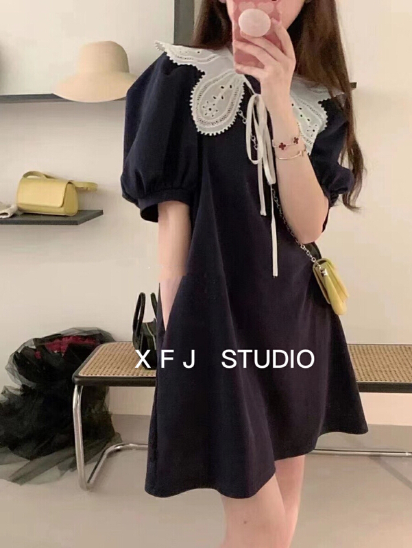 In early summer! [Xiaofan family] Korean chic lace petal collar bubble sleeve dress (with lace collar) ys1-6151\lsw