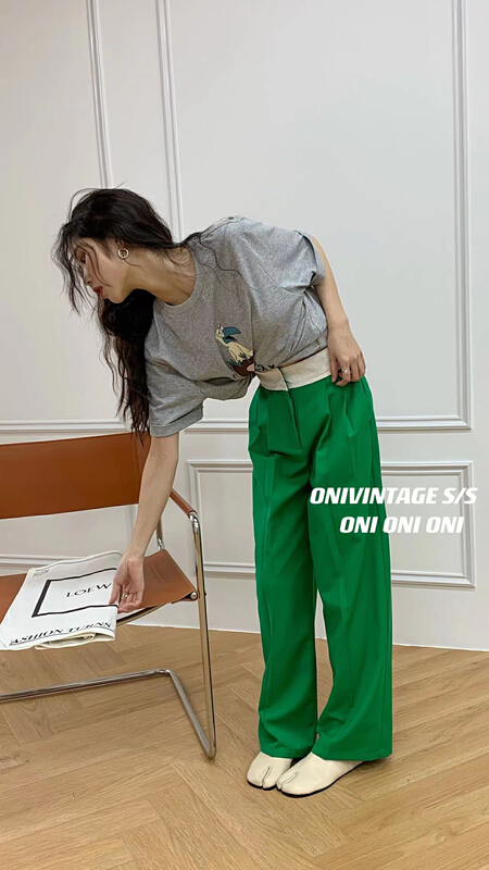[onivinage Omni] contrast color Waist Wide Leg casual pants vh222p5035\zxl