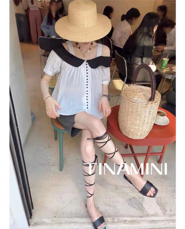 [tinamini] pure wind off shoulder sling shirt 6800\hjy