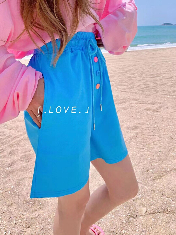 [love] versatile fluorescent color button casual shorts a9110\wtt