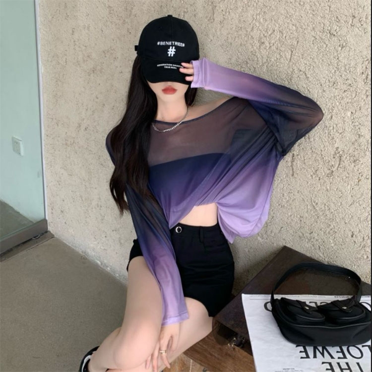 [c.h.z] backless gradient personalized Korean careful machine sunscreen shirt 91003\wtt