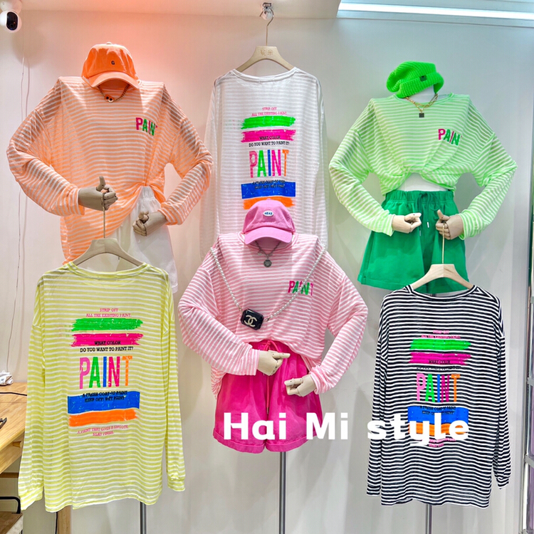 [Haimi] candy color letter printed sun shirt 1881\wtt