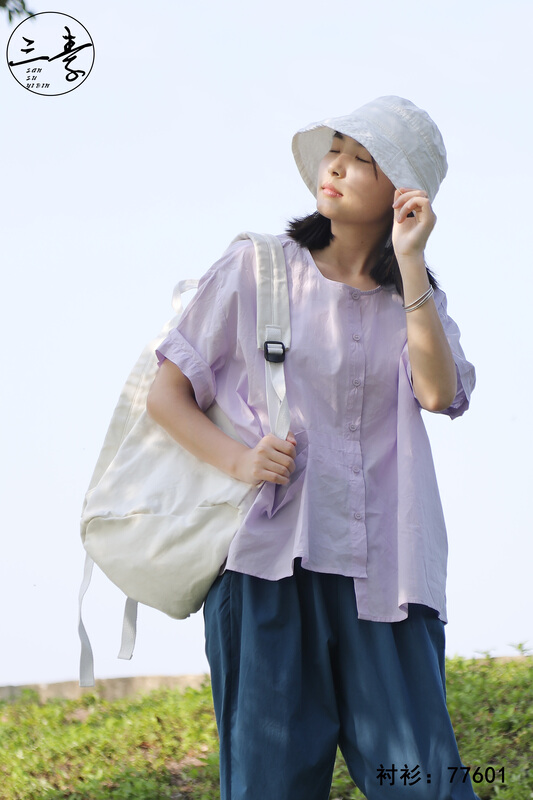 [original three element clothes] simple wrinkled shirt 77601