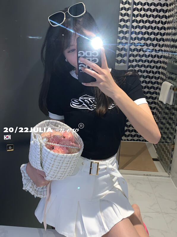 [Julia] Korean alphabet printed short sleeve T-shirt ys1-982\pcz
