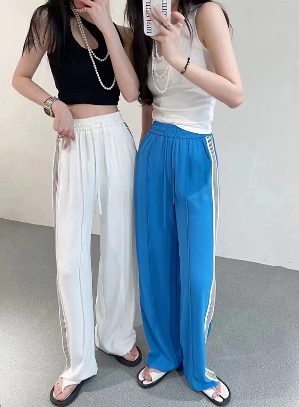 In early summer! [leaf] Korean style webbing slim floor dragging casual pants (with waist rope) 8830\xyy