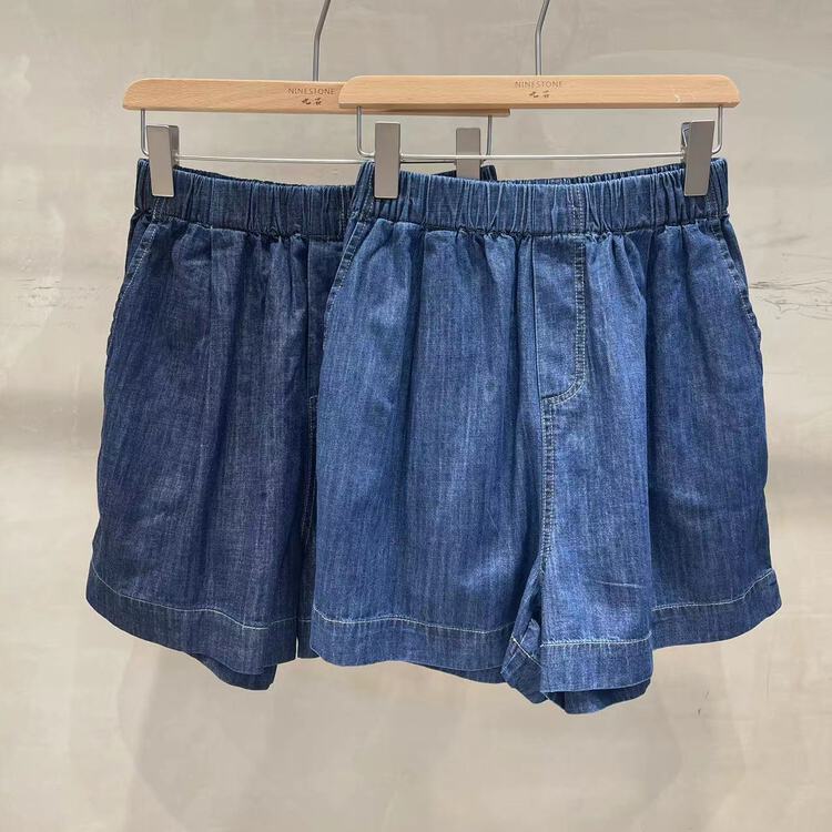 [fabric] elastic waist comfortable Korean denim shorts 862003\l