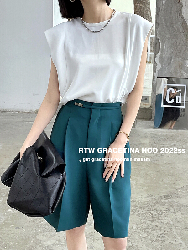[gracetina Hoo] loose round neck solid shirt cs6199