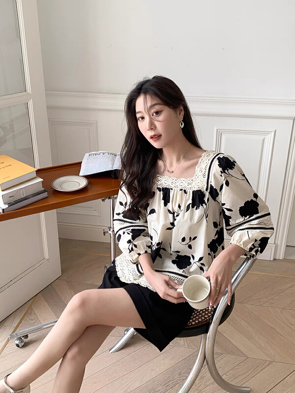 [savage] square neck stitched lace blouse e8668\wpl
