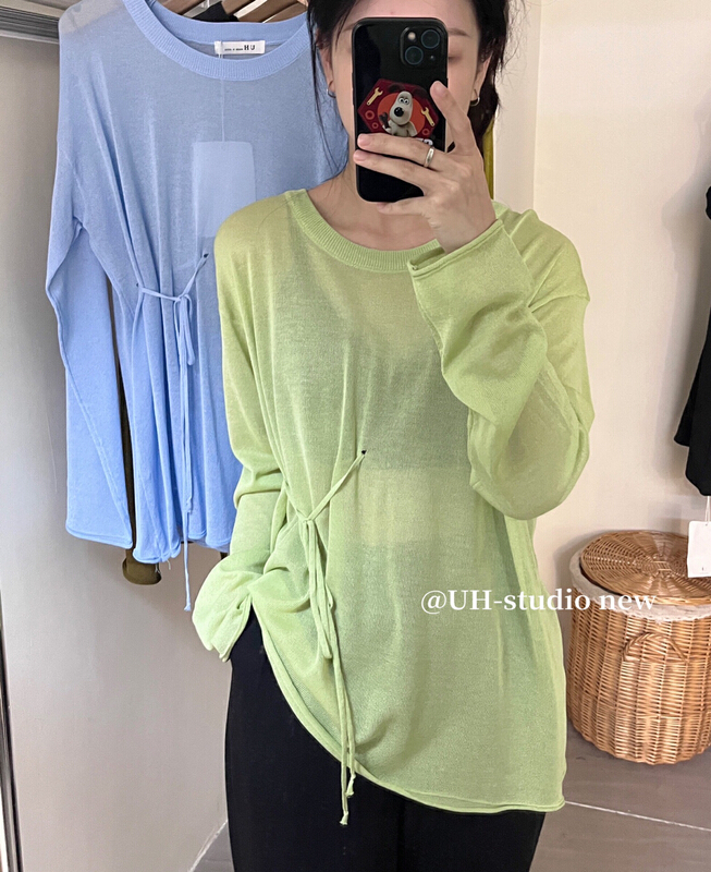 [uh] clear color bandage to reduce the waist and show thin sun shirt 7842-1\hjy