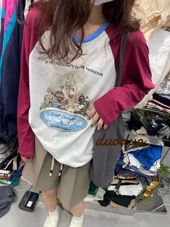 [w+] casual color contrast printed long sleeve sunscreen shirt 5012\wtt