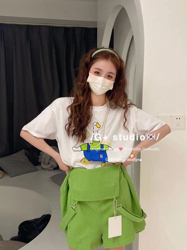 [g+] cute color blocking duckling print short sleeve T-shirt 9538\wtt