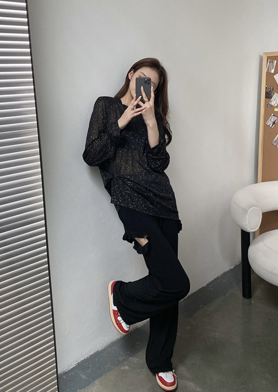 [modern 197] Korean high waist design hollow casual pants 81122\lsl