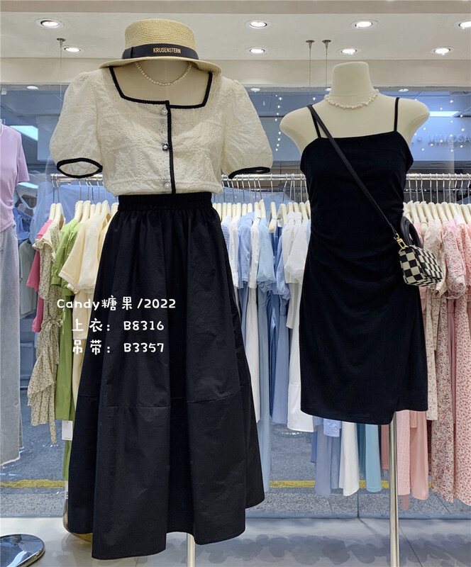 [candy] Korean style square collar button short shirt ys1-8316\zjy