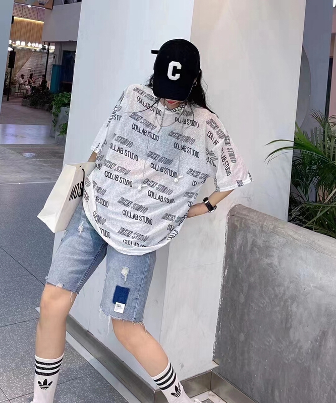 [Yilin] letter fashion loose short sleeve T-shirt 2392\wtt