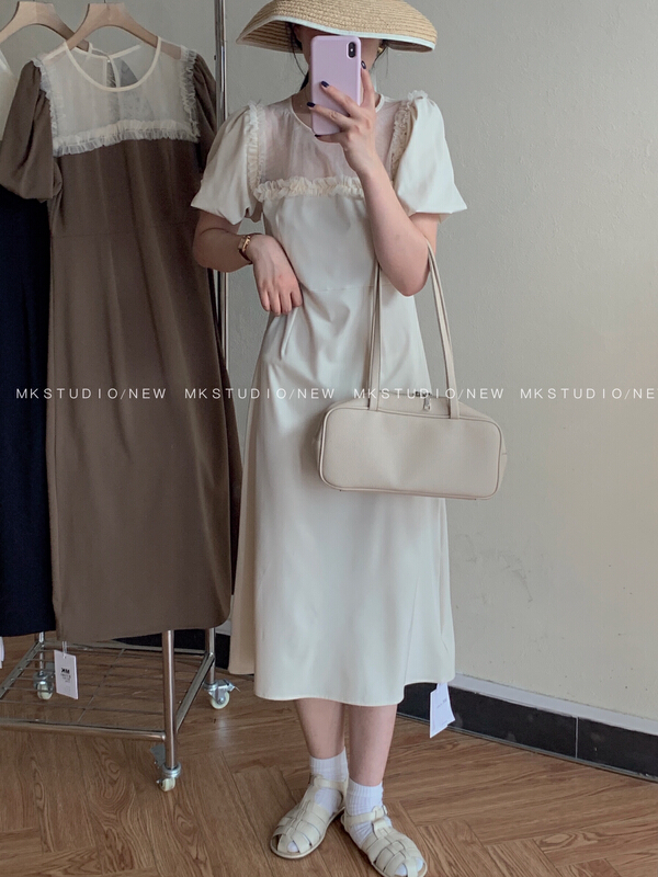 [chen/mk] French lace patchwork dress 3303\hjy