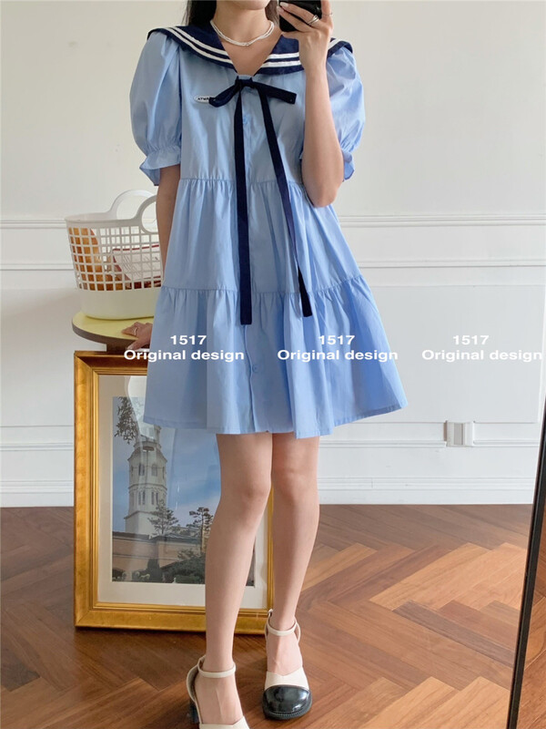 [1517] Navy collar sweet academic dress 6260\zjy