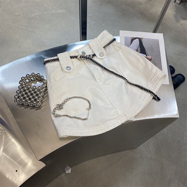 【 aus 】 design sense retro western style denim shorts (with belt) 6886\lsw
