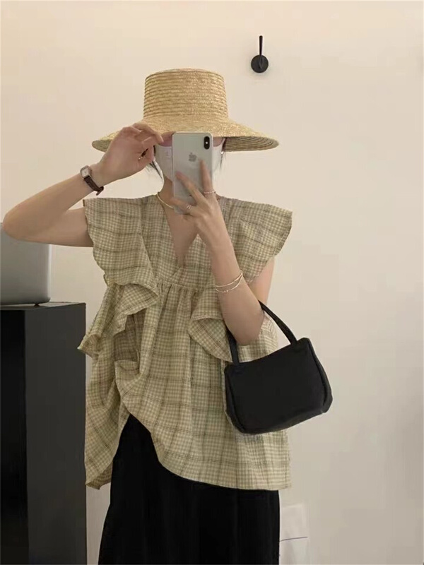 [sassy] V-neck Pullover comfortable blouse (only selling blouses) ys1-738\ll