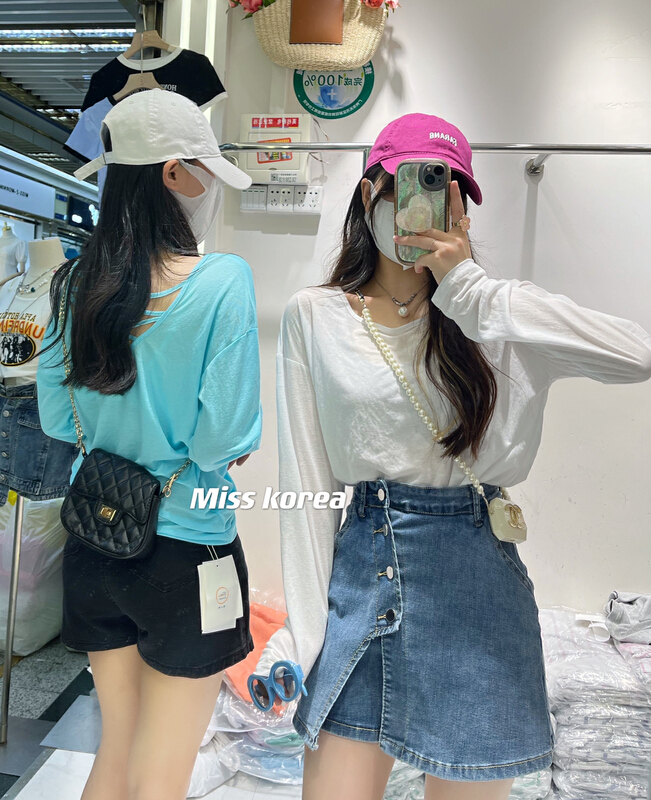 [Miss Korea] simple and versatile solid color sunscreen shirt 6893\hbx