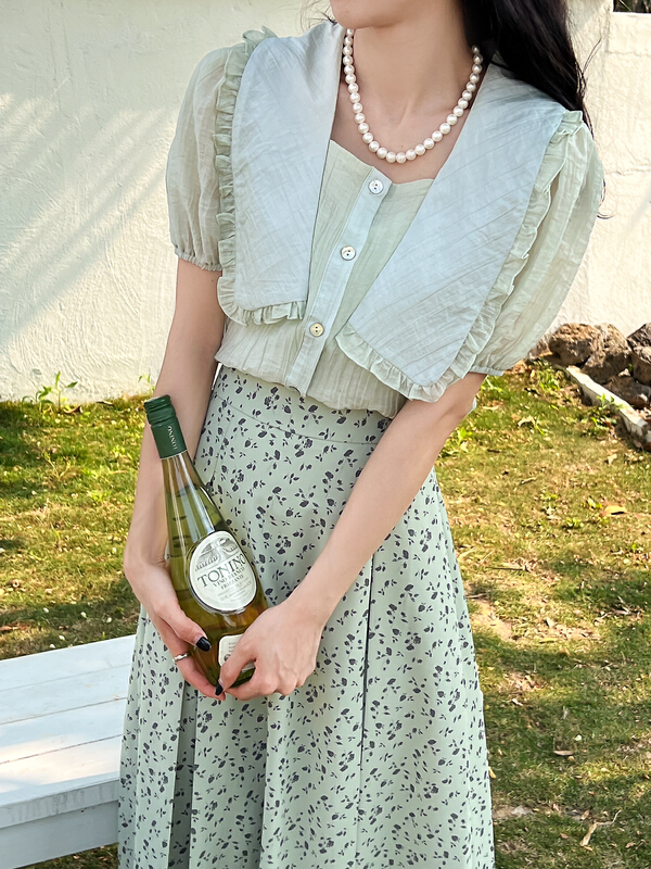 [rong'er's family] reduced age fungus side big collar shirt 60622\hjy
