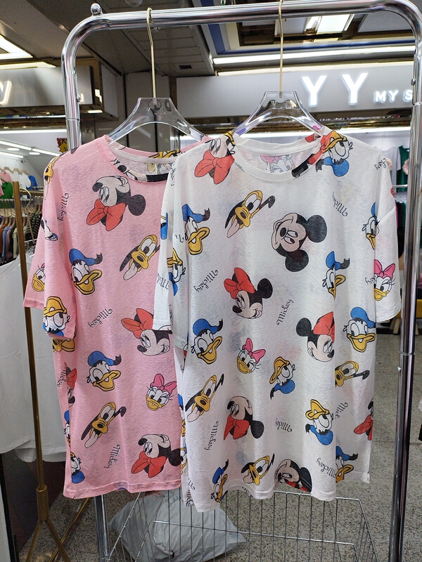 [Yilin] casual loose cartoon print Pullover short sleeve T-shirt 2395\wtt