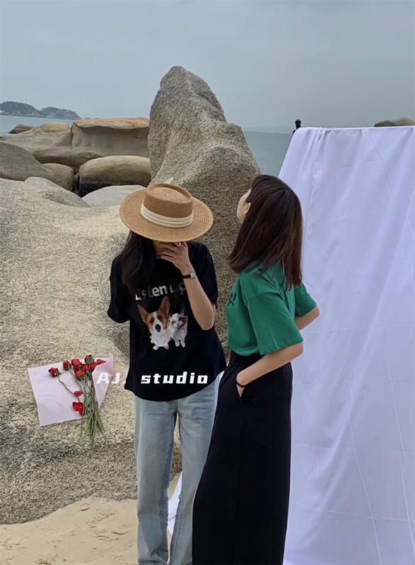 New year in early spring! [aj.studio] Korean round neck hound short sleeve T-shirt ys1-9131\ll