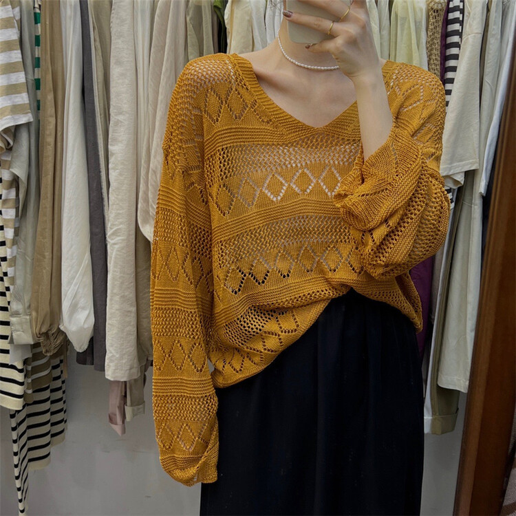 [h-xl] V-neck Pullover comfortable loose sunscreen shirt m3057\ll
