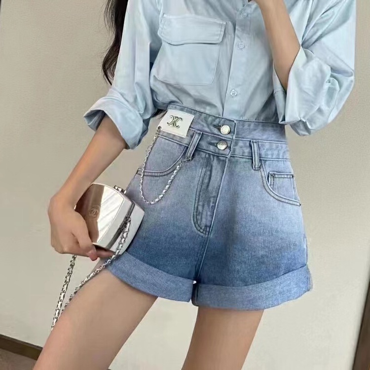 [AI x2 denim] simple fashion gradient high waist denim shorts 6181\hjy