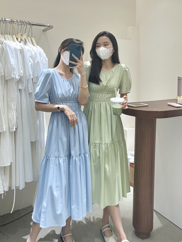 【5】 Korean V-neck waistband dress 6609-1\l