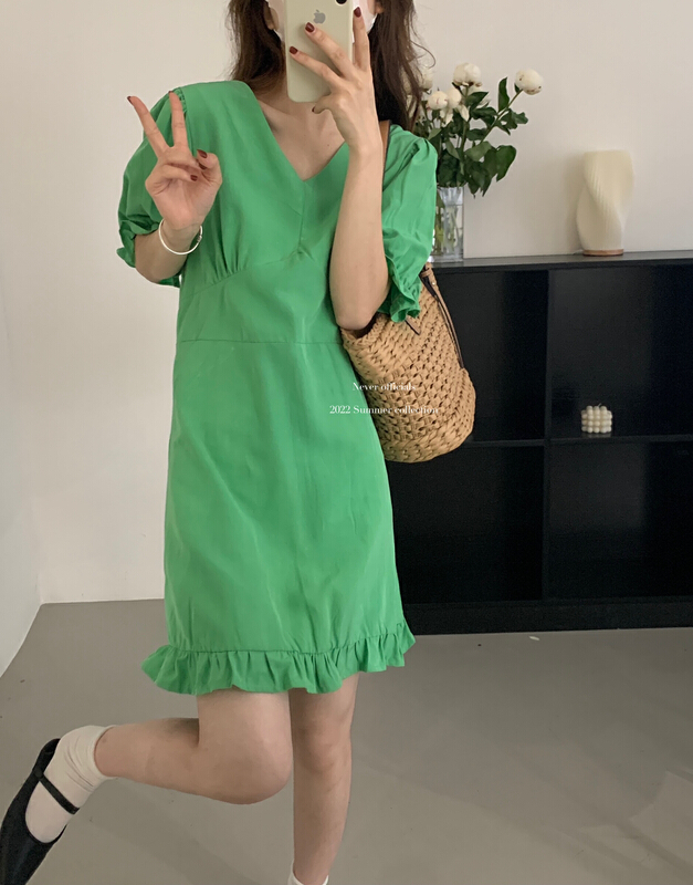 [jin.c] wood ear edge waistband dress j171\y