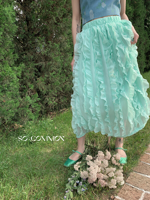 [CZ Zhang] thin western style skirt with fungus edge 62602\jhy