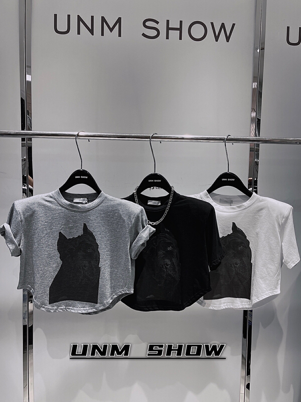 [unm-show] round neck versatile printed short sleeve T-shirt (excluding necklace) 6267\wtt