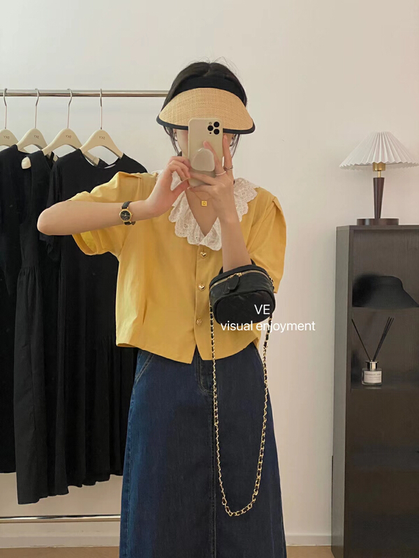 [ve] lace stitched fashion blouse 99050\hbx